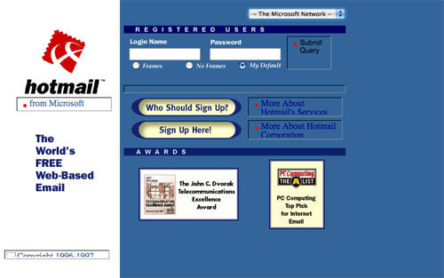 十年前的Hotmail网站