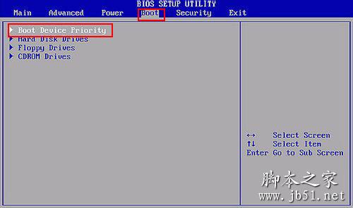 BIOS上BOOT上选择CDROM