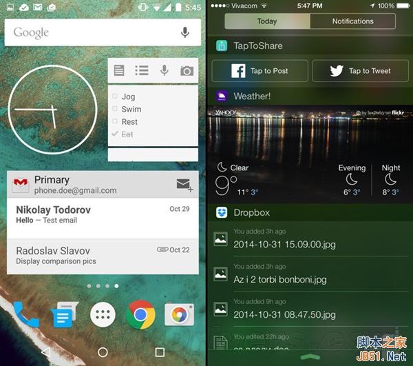 海量图：iOS 8.1对比Android 5.0