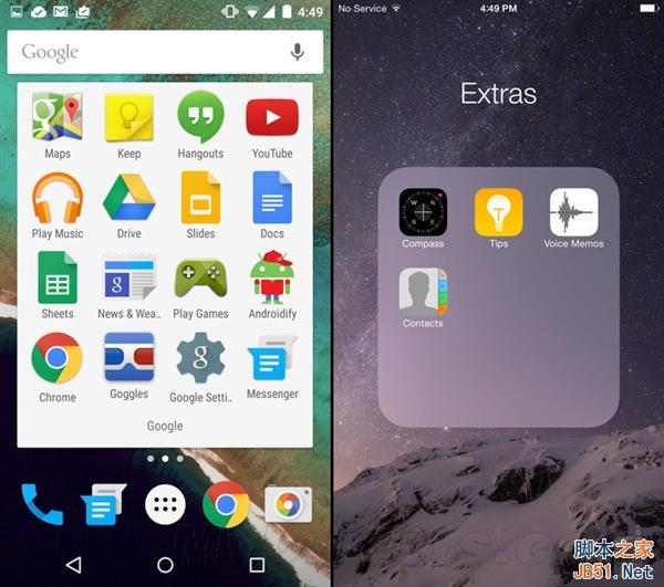 海量图：iOS 8.1对比Android 5.0
