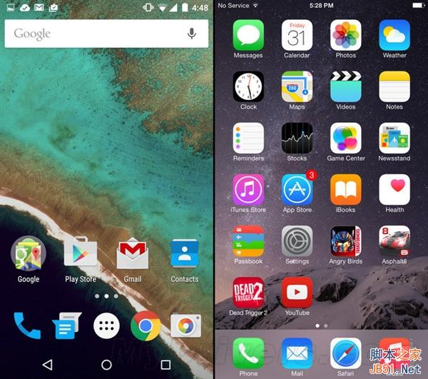 海量图：iOS 8.1对比Android 5.0