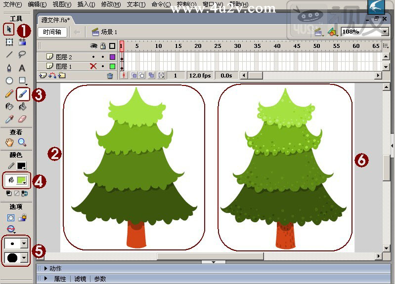 Flash教程：制作卡通风格的圣诞树,PS教程,思缘教程网