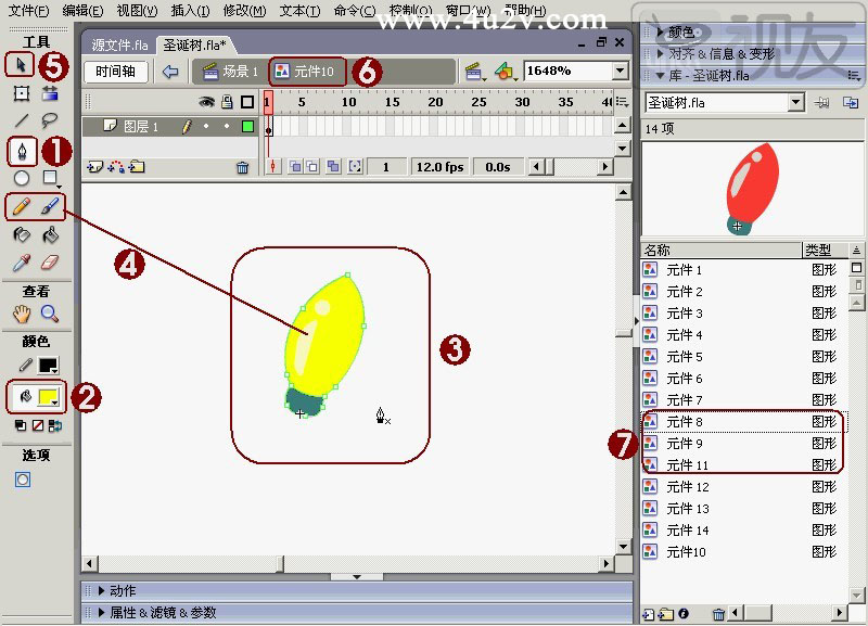 Flash教程：制作卡通风格的圣诞树,PS教程,思缘教程网