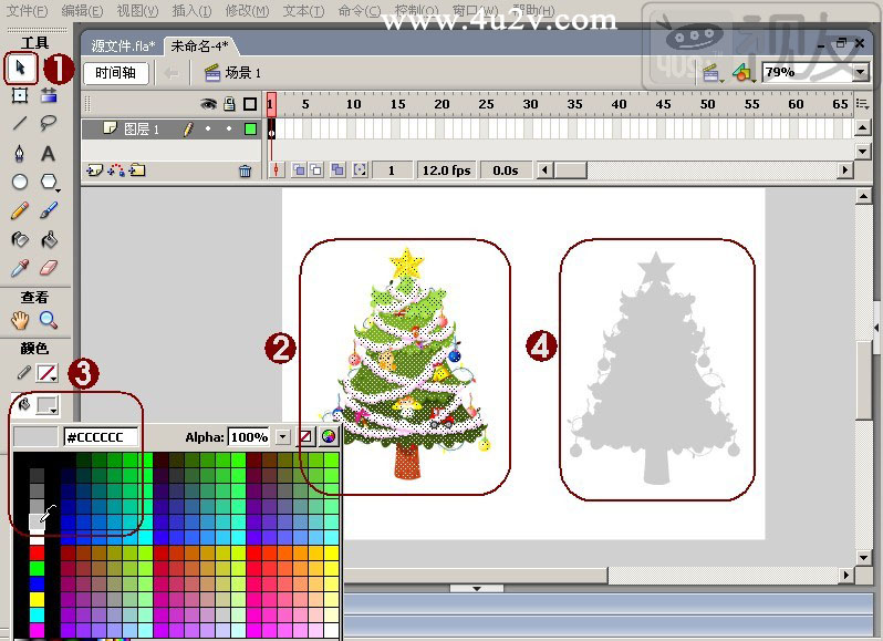Flash教程：制作卡通风格的圣诞树,PS教程,思缘教程网