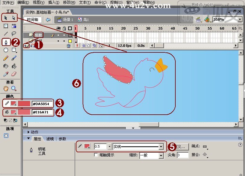 Flash教程：制作卡通风格的飞舞小鸟,PS教程,思缘教程网