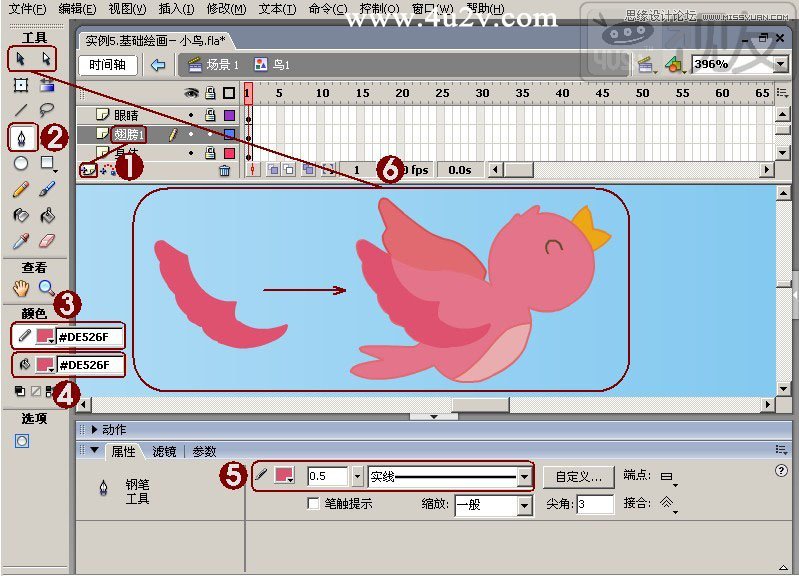 Flash教程：制作卡通风格的飞舞小鸟,PS教程,思缘教程网