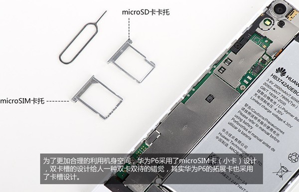 华为P6采用microSIM卡设计