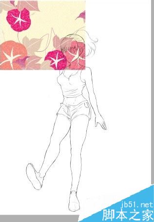 SAI如何将一些图案素材黏贴到衣服上？