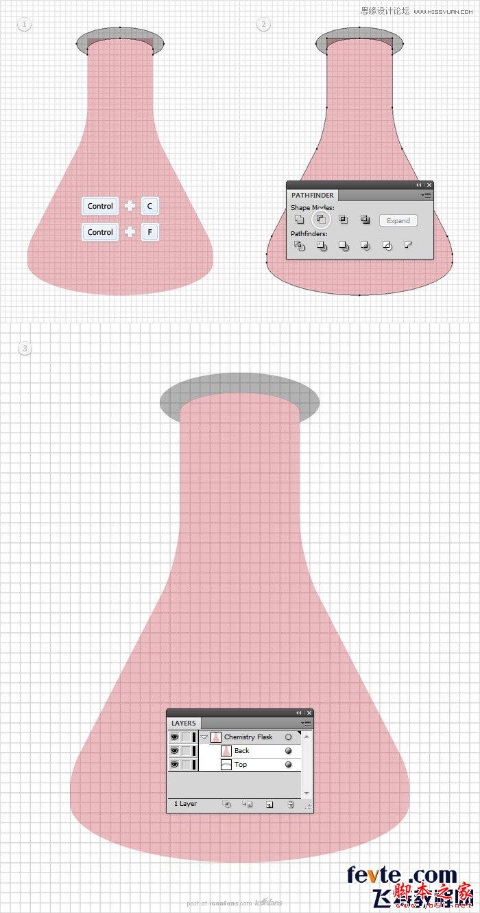 Illustrator制作透明效果的烧瓶图标,脚本之家