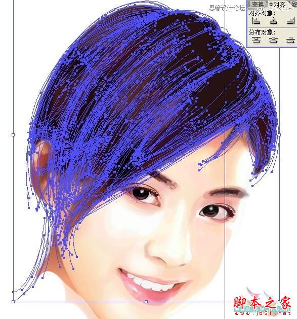 Illustrator网格工具绘制写实美女教程,脚本之家