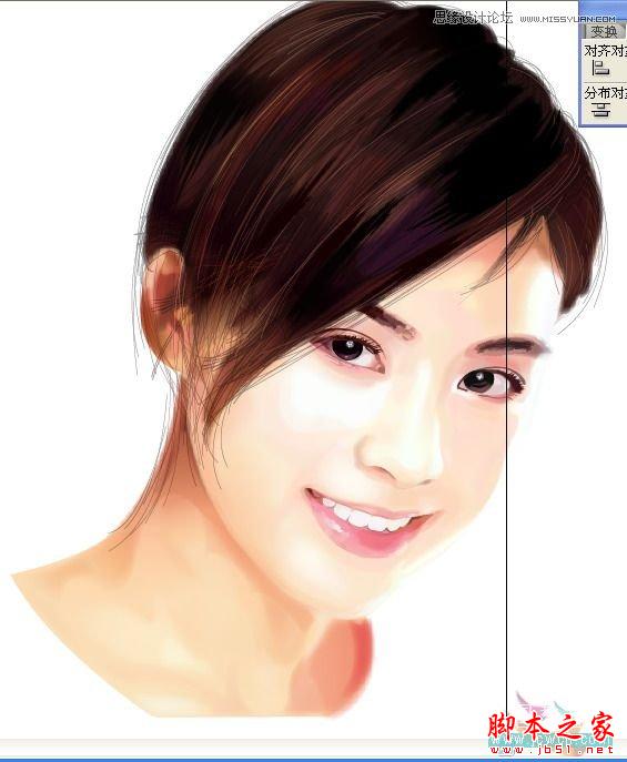 Illustrator网格工具绘制写实美女教程,脚本之家