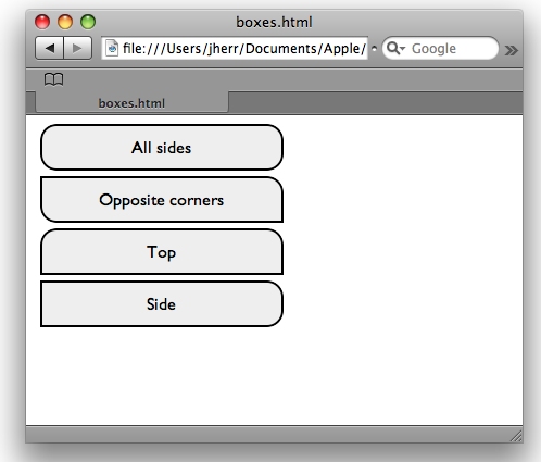 Round cornered boxes using just CSS