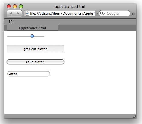 Some of the new button types available with WebKit