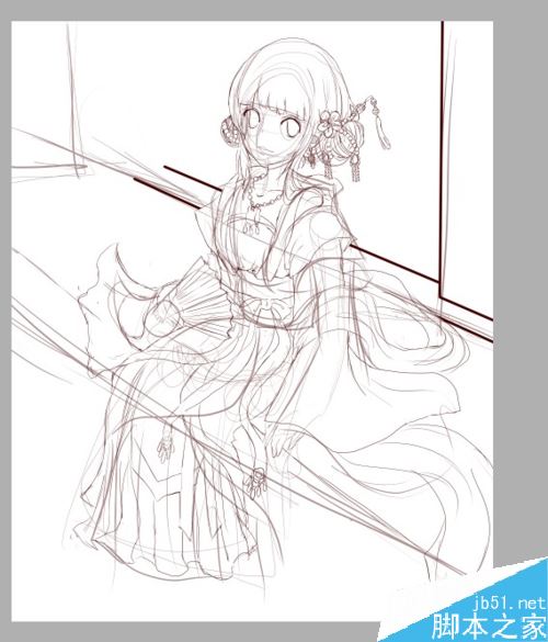 SAI怎么画古装？SAI古装绘制上色详细教程