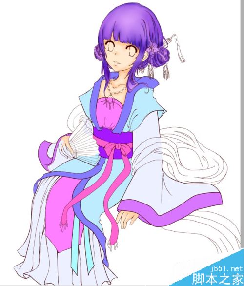 SAI怎么画古装？SAI古装绘制上色详细教程