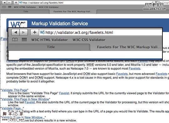 Safari W3C Validation Favelets