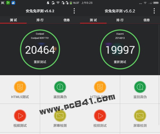 大神F1极速版、红米2安兔兔成绩详情对比