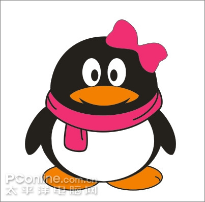 Coreldraw绘制可爱的情侣QQ企鹅