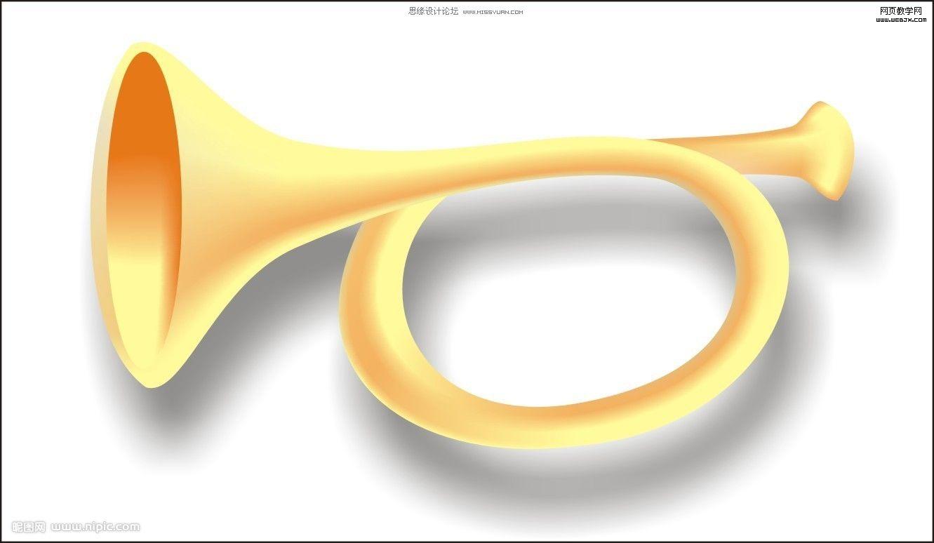 CorelDraw网格填充工具绘制卡通唢呐_脚本之家