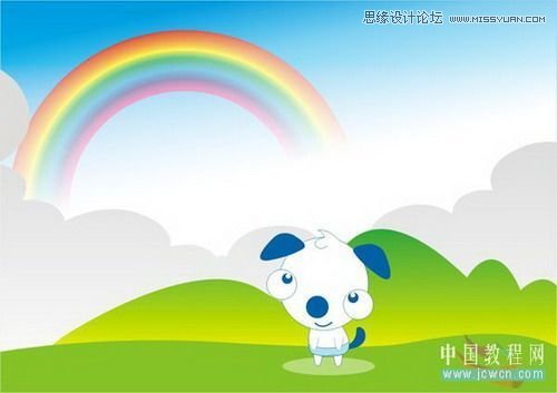 CorelDraw交互式调和工具制作卡通彩虹,脚本之家