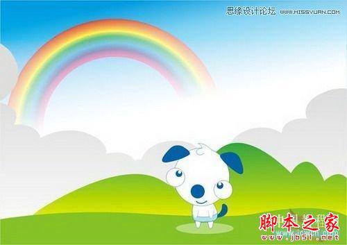 CorelDraw交互式调和工具制作卡通彩虹,脚本之家