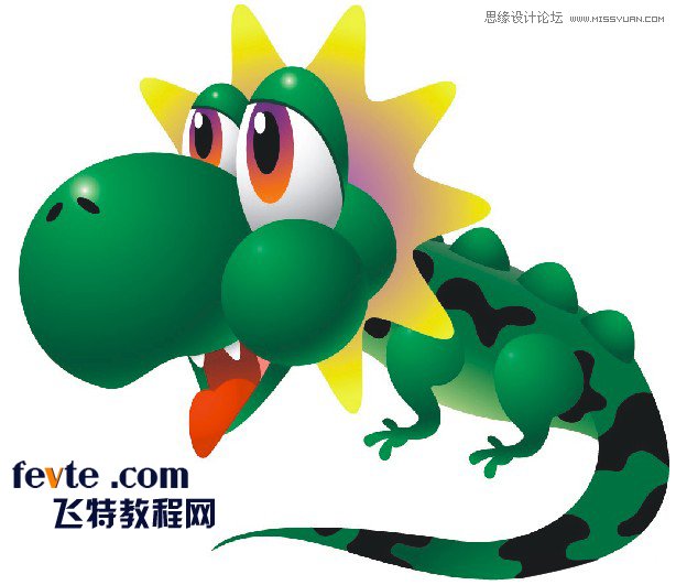 CorelDraw绘制绿色可爱的卡通龙,脚本之家