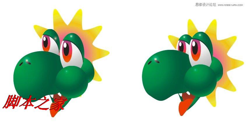 CorelDraw绘制绿色可爱的卡通龙,脚本之家