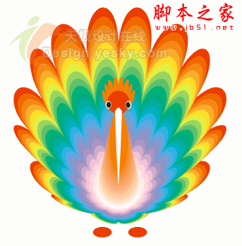 用CorelDRAW交互式变形绘制斑斓孔雀 