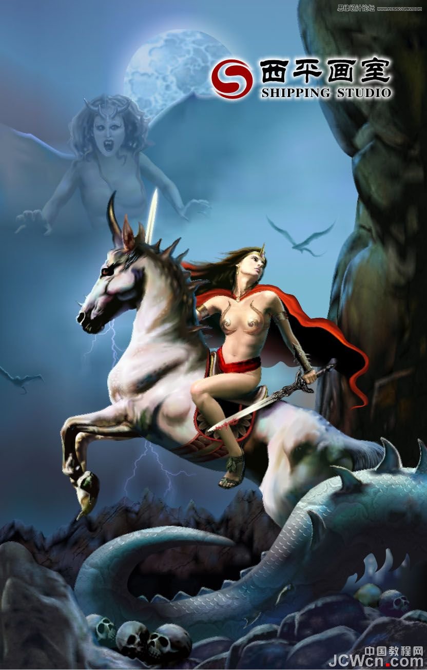 CorelDRAW巧用网格工具绘制恶魔谷插画,