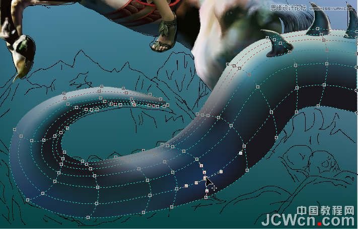 CorelDRAW巧用网格工具绘制恶魔谷插画,