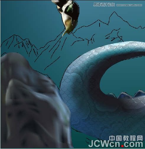 CorelDRAW巧用网格工具绘制恶魔谷插画,