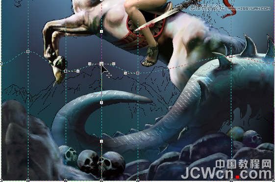 CorelDRAW巧用网格工具绘制恶魔谷插画,