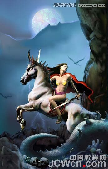 CorelDRAW巧用网格工具绘制恶魔谷插画,