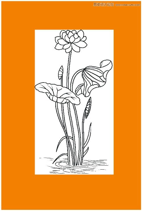 CorelDraw勾出荷花图片简洁提线条效果