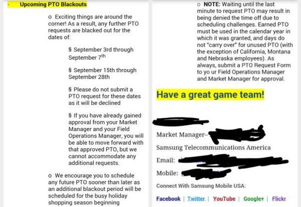 三星GALAXY Note 4或将于9月15到28日开卖