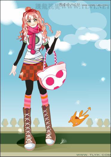 CorelDRAW绘制卡通风格的时尚美女教程,破洛洛