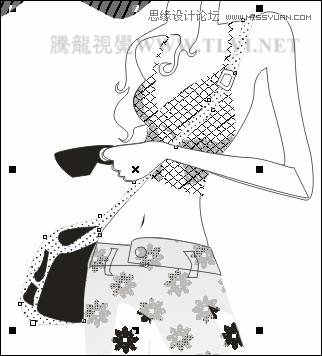 CorelDRAW绘制半调图案背景前的摩登少女,破洛洛