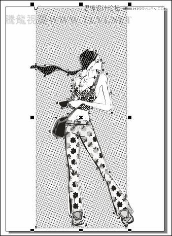 CorelDRAW绘制半调图案背景前的摩登少女,破洛洛