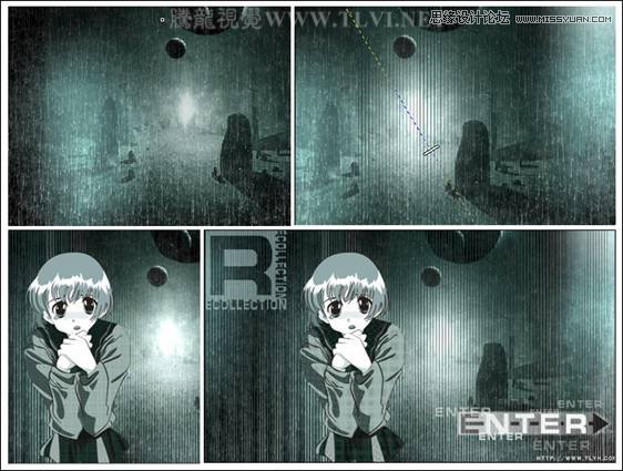 CorelDRAW绘制单色风格的恐怖场景教程,破洛洛