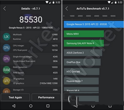 nexus5跑分多少 2015款谷歌nexus5安兔兔跑分评测