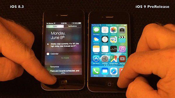iOS 9 与 iOS 8.3 及 7.1.2速度比拼