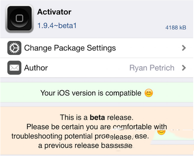 ios8.4完美越狱后activator无法使用怎么办1
