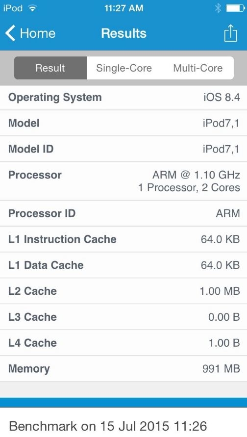 新iPod跑分出炉:A8处理器不敌iPhone 5S