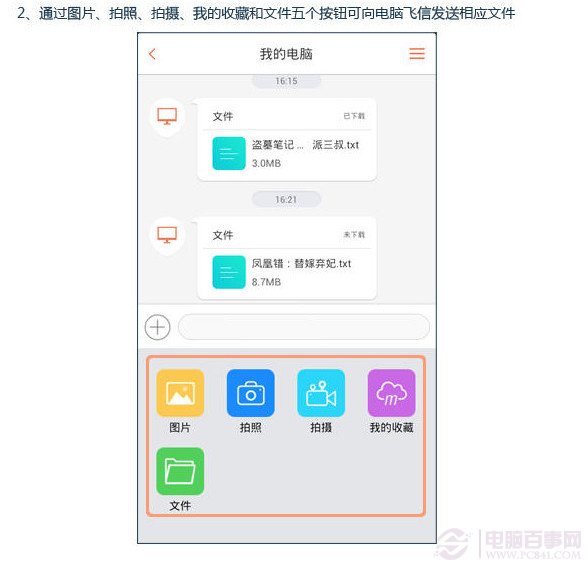 飞信手机向电脑发送文件方法