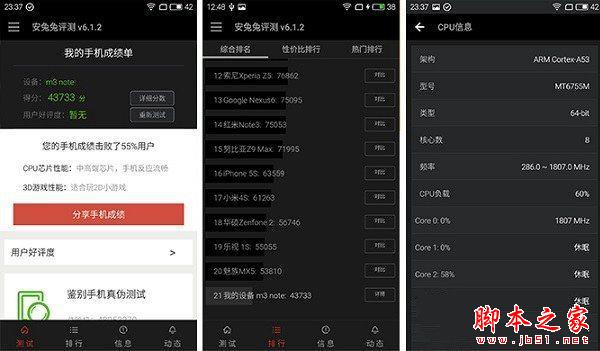 千元机PK旗舰 魅蓝note3和魅族PRO5跑分对比