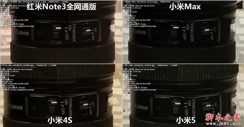 小米Max/小米5/红米Note3/小米4S拍照对比评测