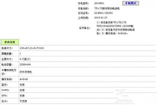 红米2电信版参数配置 红米2电信版手机参数1