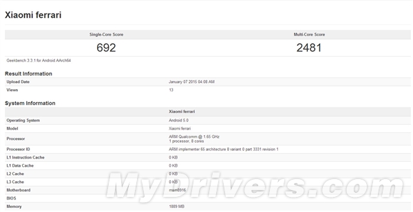 小米廉价新机曝光 代号法拉利！
