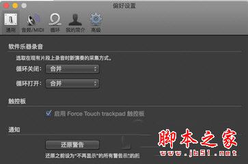 GarageBand通用面板设置