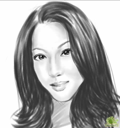 Painter手绘女孩头像素描_脚本之家jb51.net整理